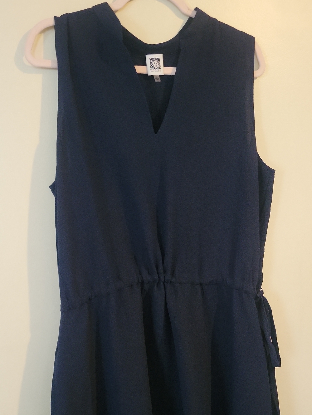 Anne Klein Navy Sleeveless Midi Dress with Side Tie - Picture 6 of 7